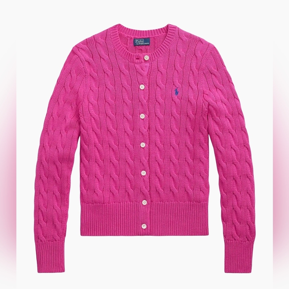 Polo Ralph Lauren Fuchsia Cable Knit Cardigan